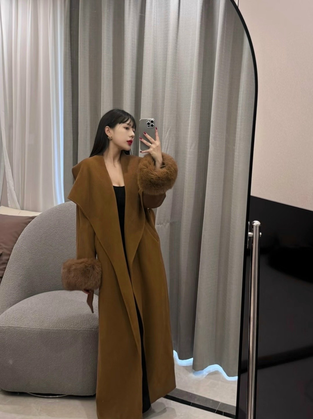 кашемировое пальто женское,длинное пальто из двустороннего кашемира и шерсти,двустороннее кашемировое пальто для женщин,женское шерстяное пальто,пальто с воротником