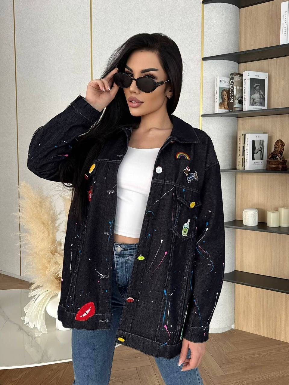 женская джинсовая куртка,куртка джинсовая,джинсовка комбинированная женская,модные джинсовые куртки,джинсовая куртка оверсайз удлиненная mamiel