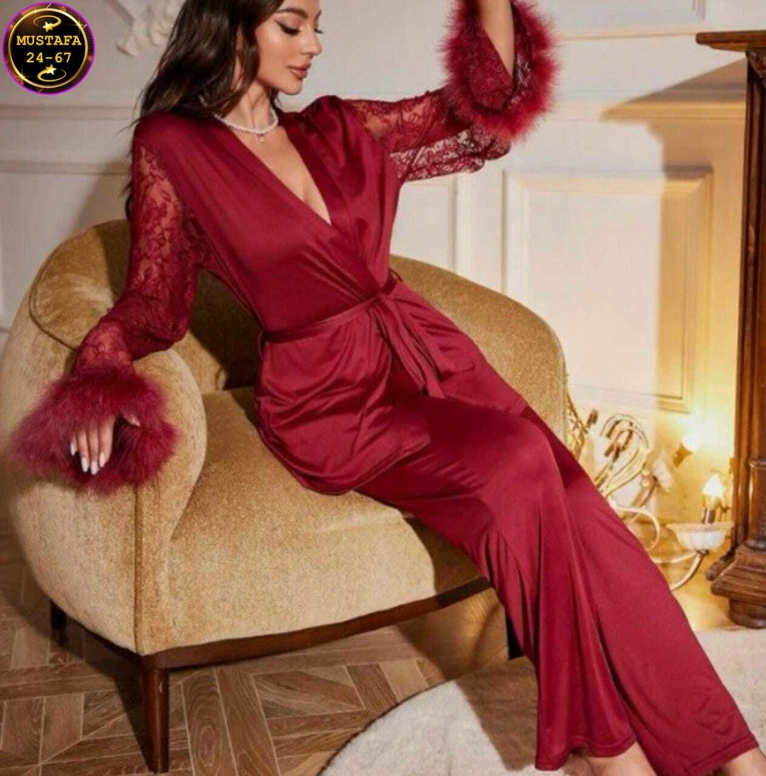 шелковая пижама,комплект пижама,костюм одежда для дома,комплект белой,пижама для женщин