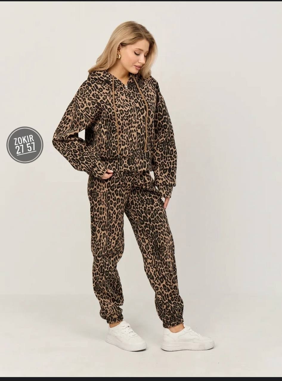 костюм с брюками,женские костюмы,флисовые костюмы,костюм женский флис,леопардовый костюм