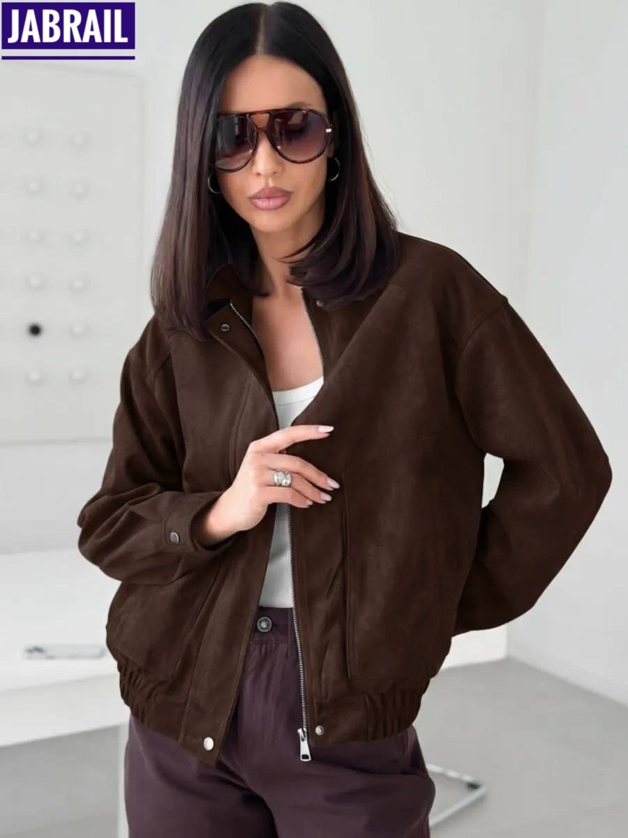 женская куртка бомбер из эко замши коричневого цвета,бомбер замшевый оверсайз ponto russo,женская весенняя замшевая куртка,бомбер укороченный оверсайз замшевый куртка рабочего тренд saint shine,куртка