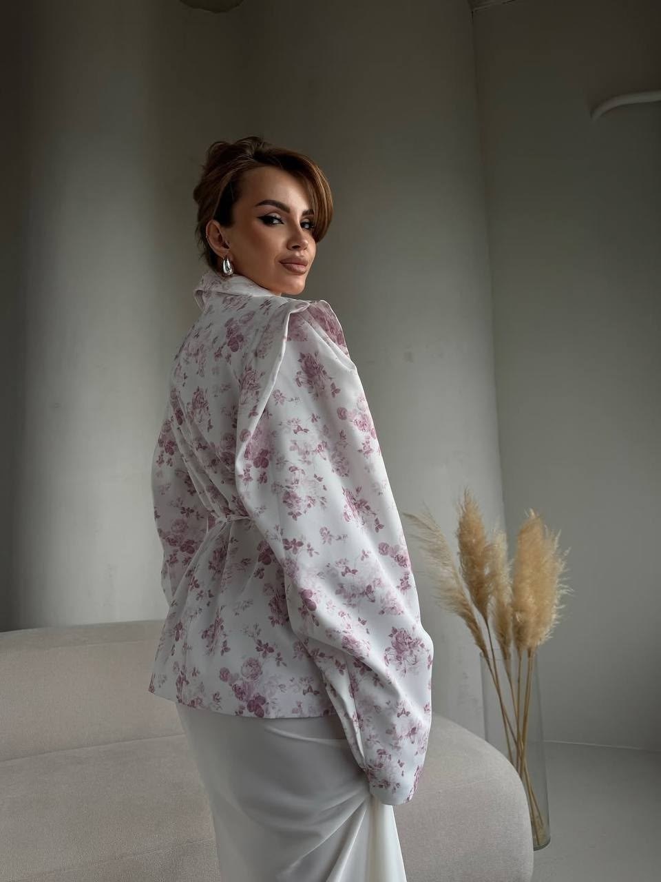 женский пиджак,жакет,женские жакеты,пиджак,пиджак оверсайз с цветочным принтом leroy style