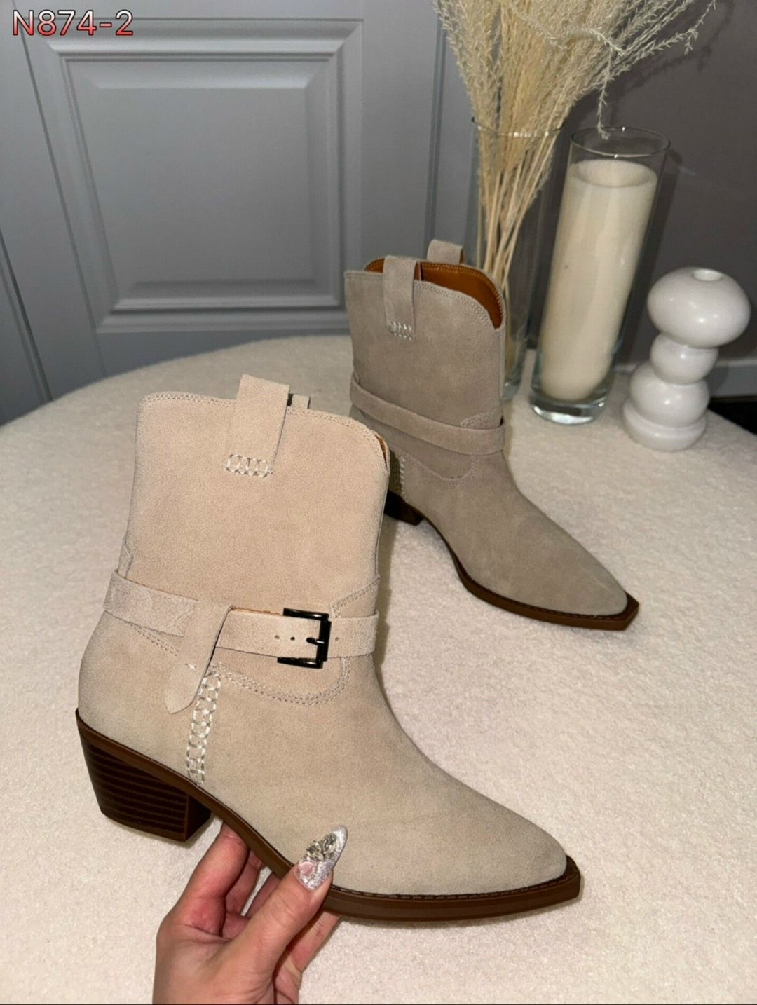 ботинки казаки демисезонные на среднем каблуке ledior 255855057,,казаки серые замшевые,женская ,казаки женские