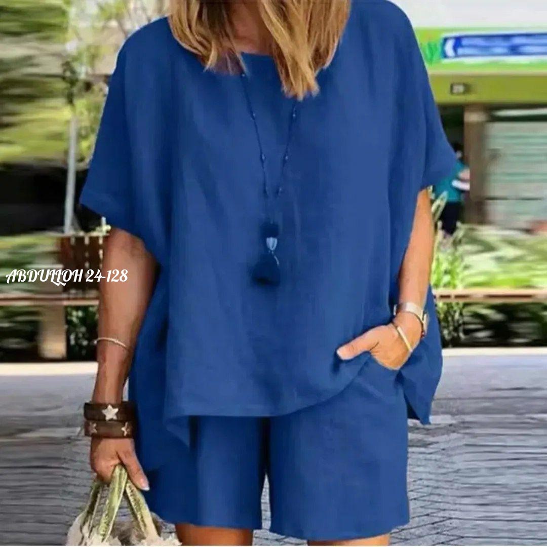 женские летние костюмы,повседневные свободные топы с коротким рукавом,женский костюм оверсайз,повседневный костюм,летний женский костюм с шортами
