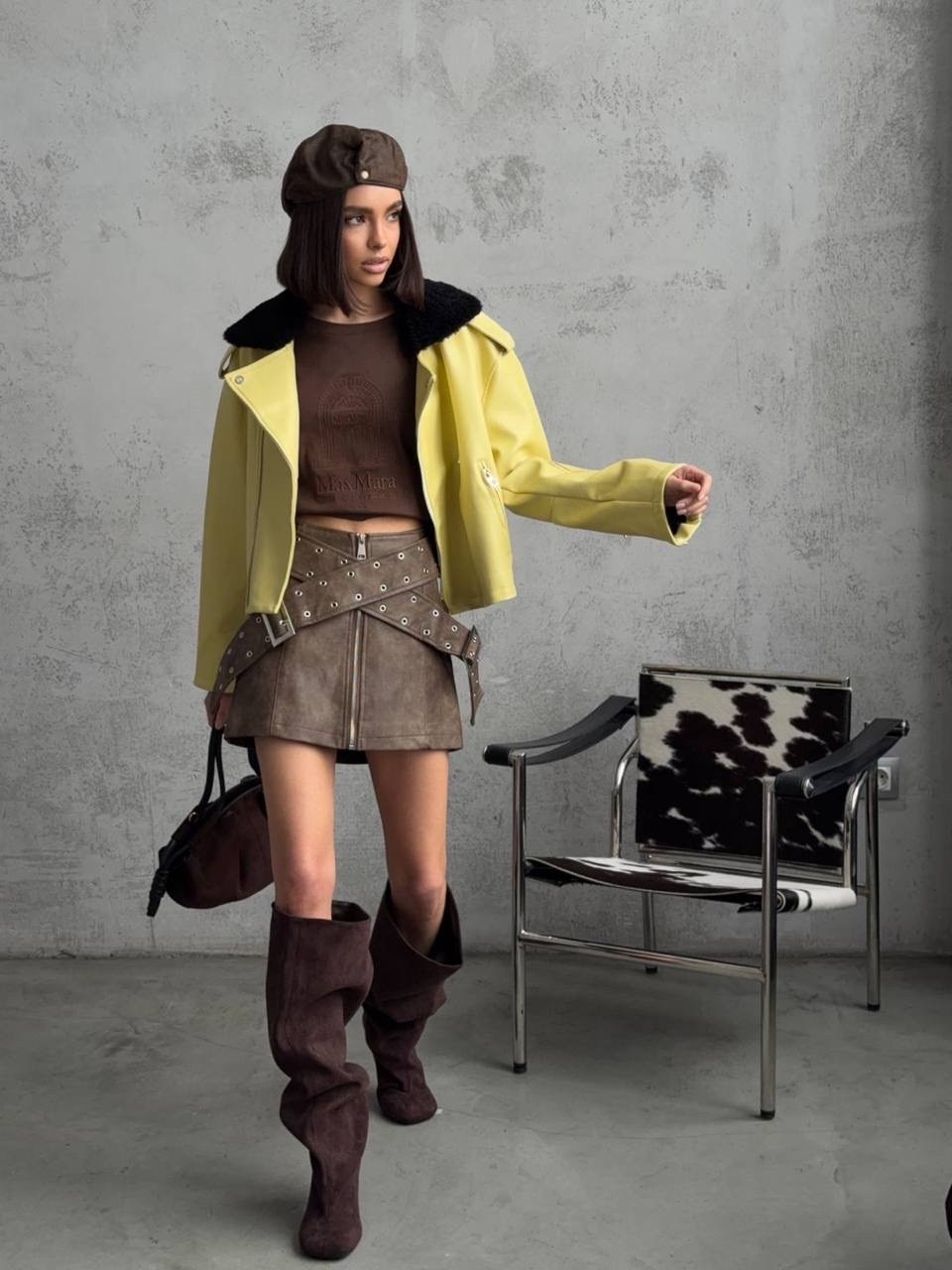 косуха кожаная куртка оверсайз saint shine,одежда в стиле,косуха куртка,коричневая куртка