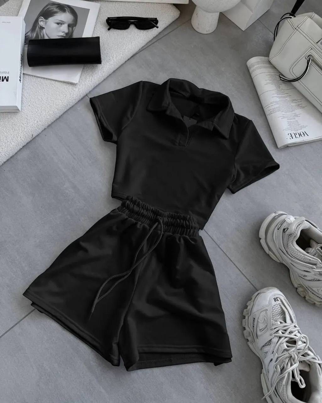 костюм с шортами и футболкой поло летний insomand,трикотажные костюмы,костюм шортами,костюм,костюм двойка женский