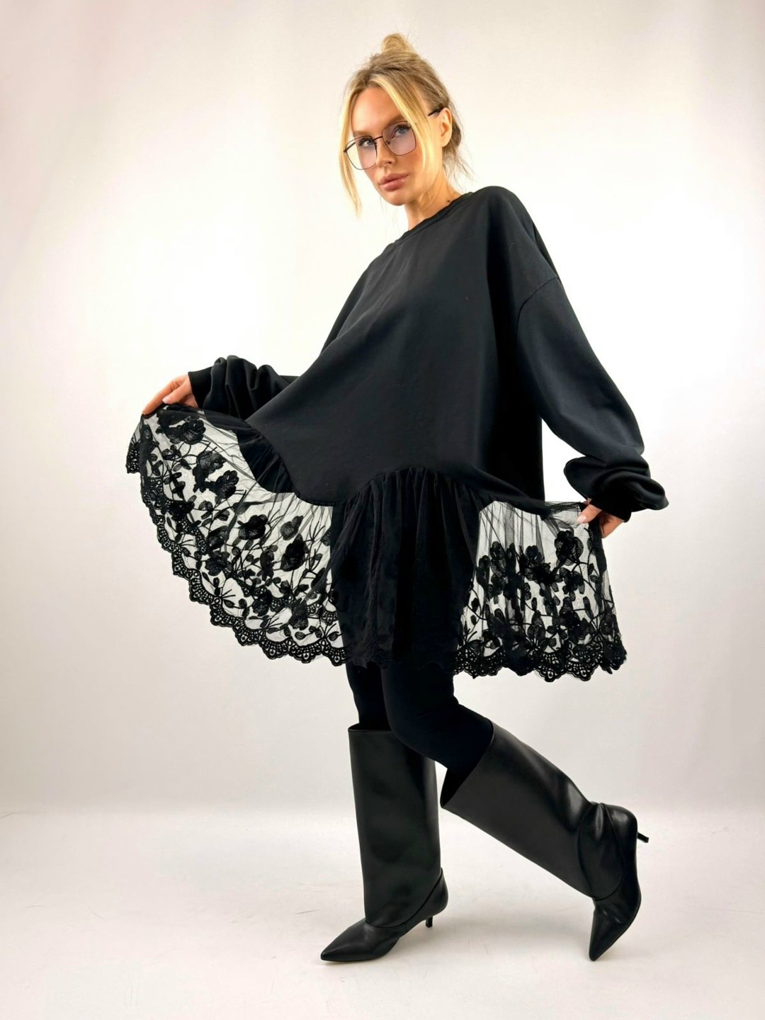 стильное платье,черный туника,модное платье,женское платье,платье туника