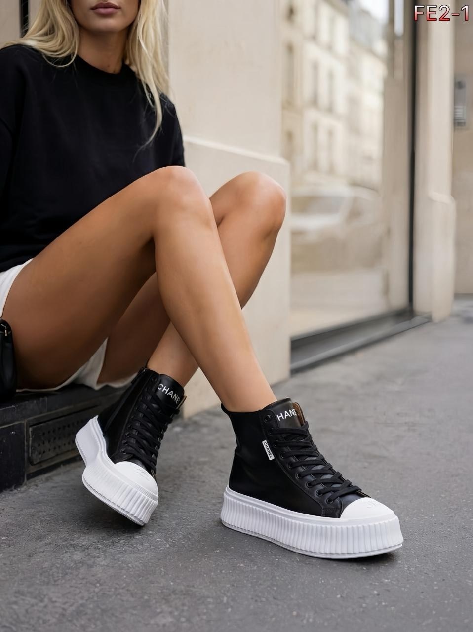 ,кеды chanel зимние чёрные с белым,кеды женские высокие chanel черный,кеды chanel,кеды шанель