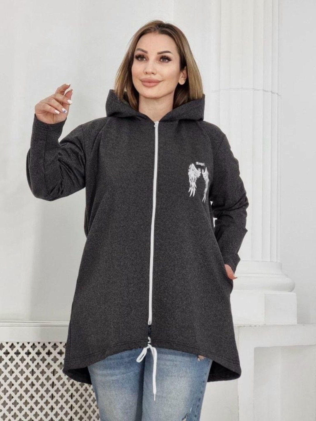 кардиган женский серый,кардиган с капюшоном удлиненный,кардиган женский с капюшоном,кардиган на молнии с капюшоном,кардиган женский