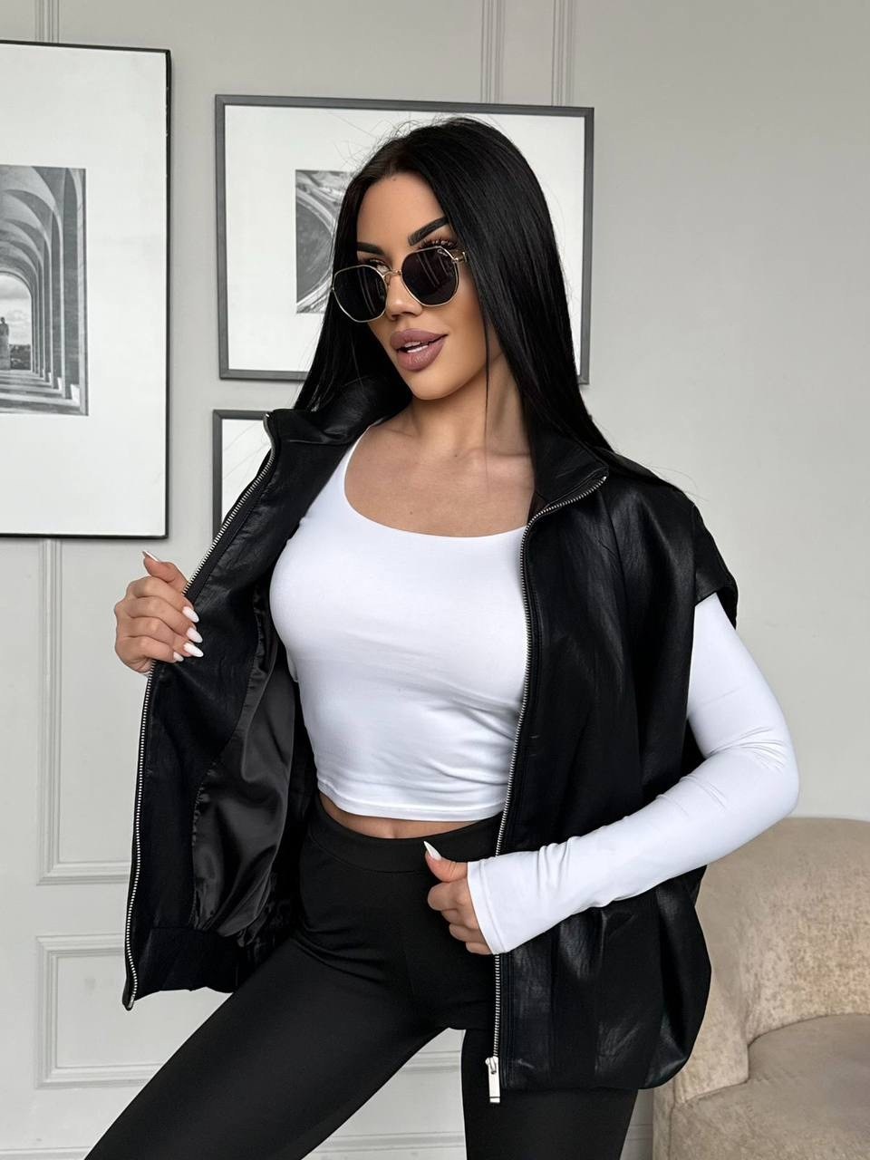 жилет из экокожи,жилет из экокожи женский,кожаная жилетка,кожаный жилет,жилетка женская