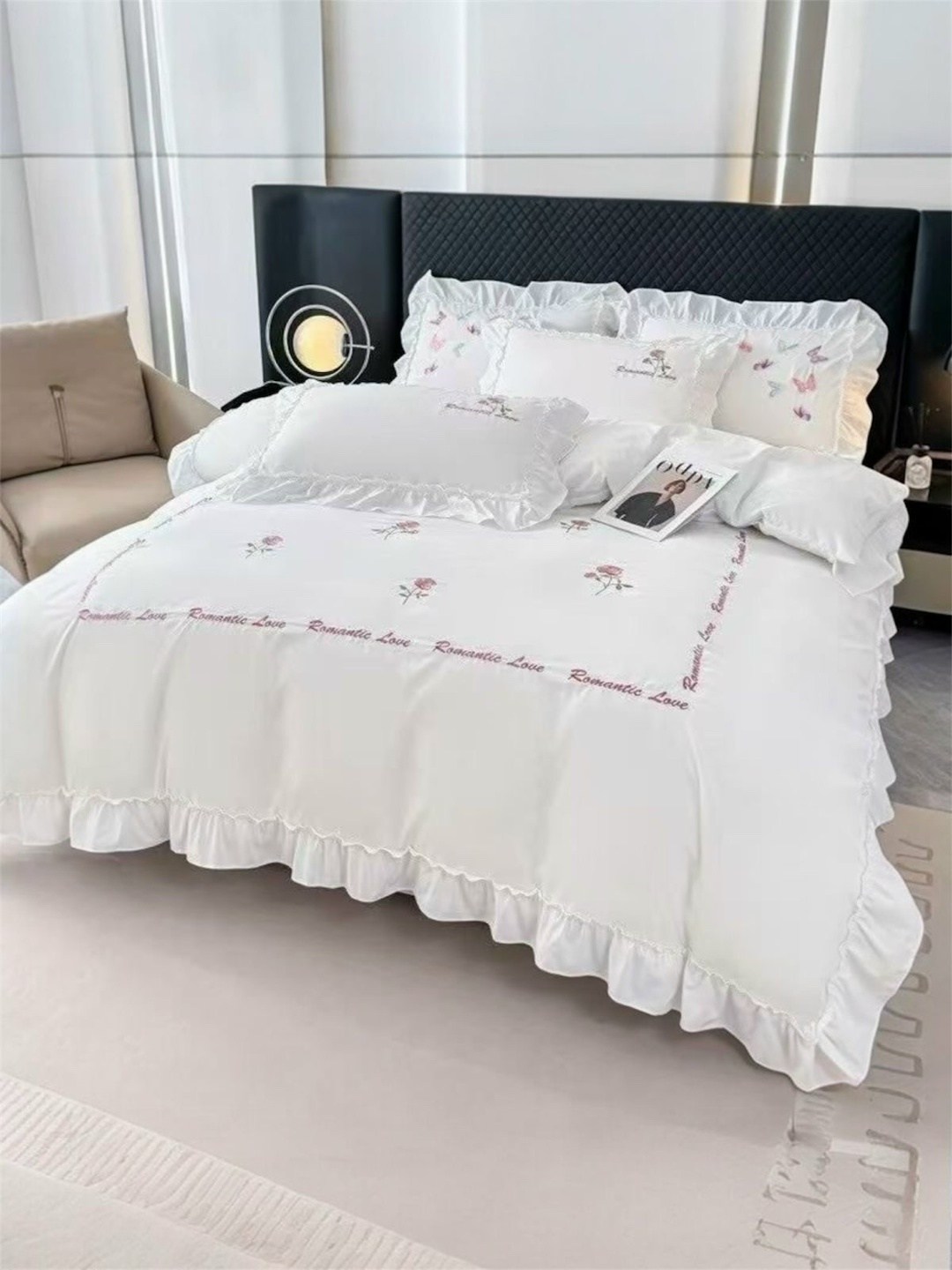 комплект постельного белья,комплект постельного белья с вышивкой,постельное белье,постельное белье принцесса,роскошный комплект постельного белья