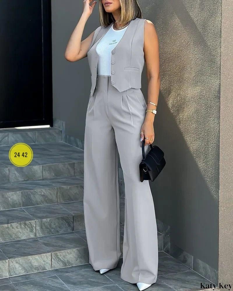 модный блейзер, жилет, широкие брюки, женский летний офисный костюм,костюм с жилеткой и брюками,брючный костюм,брючный костюм с жилеткой,брючный костюм с жилетом