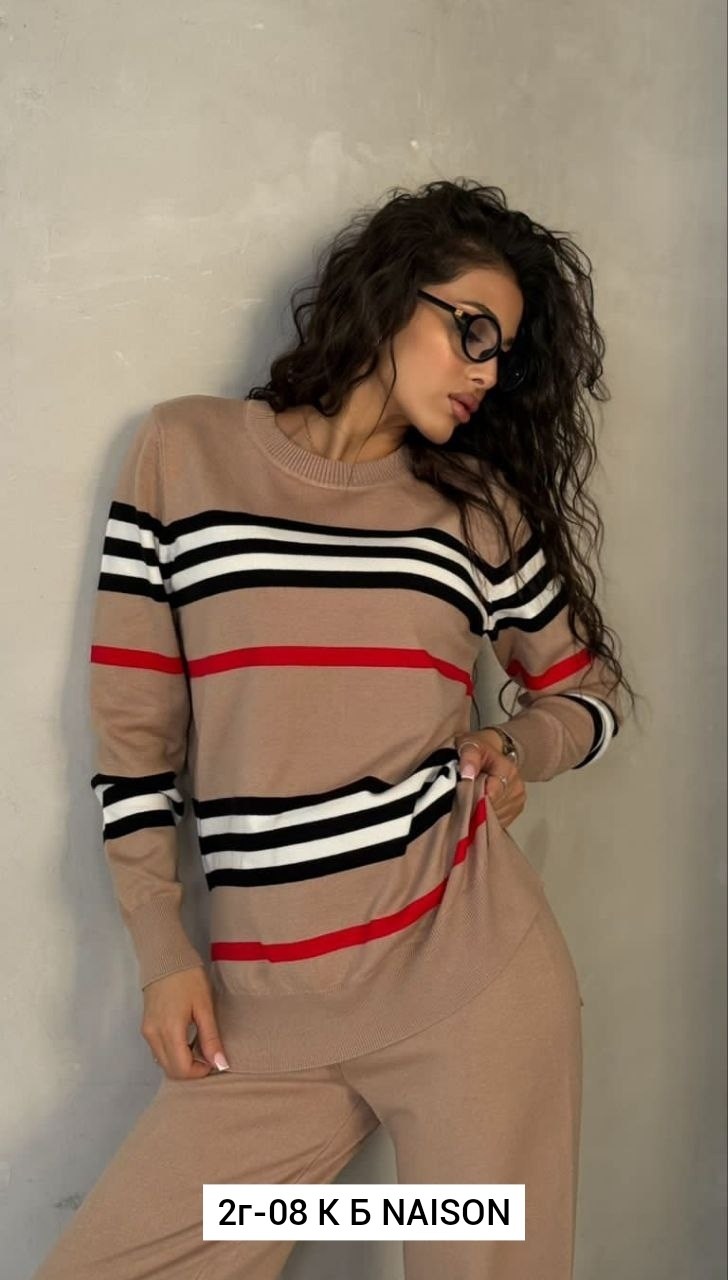 костюм женский кофта и штаны one size 42-48 арт. 1535266,трикотажный костюм с брюками и кофтой в полоску aisha comfort,женский трикотажный костюм,трикотажный костюм,женские костюмы