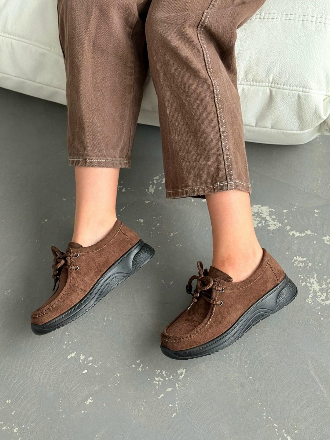 ,повседневная ,женские лоферы натуральная замша,мокасины на шнурках, женская