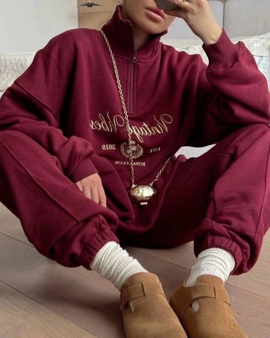 костюм спортивный оверсайз,женские костюмы на флисе,спортивный костюм,костюм бордовый