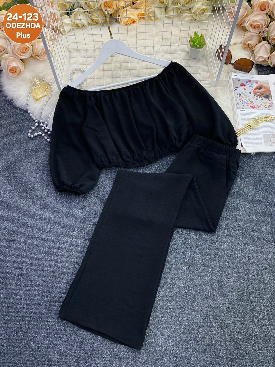 костюм с широкими брюками,брючный костюм с топом,костюм женский топ,костюм с брюками,женский костюм с брюками