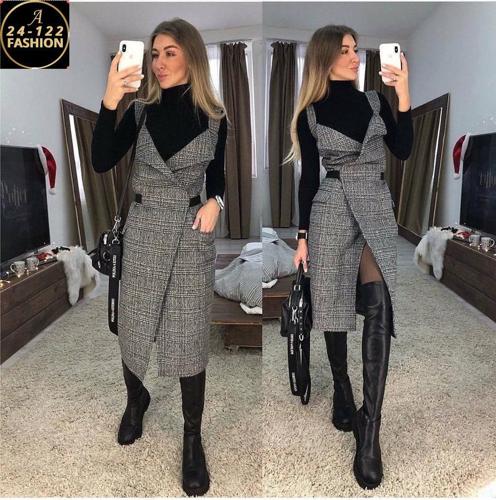 cарафан из твида,платье офисный стиль,твидовый сарафан,сарафан теплый,сарафан