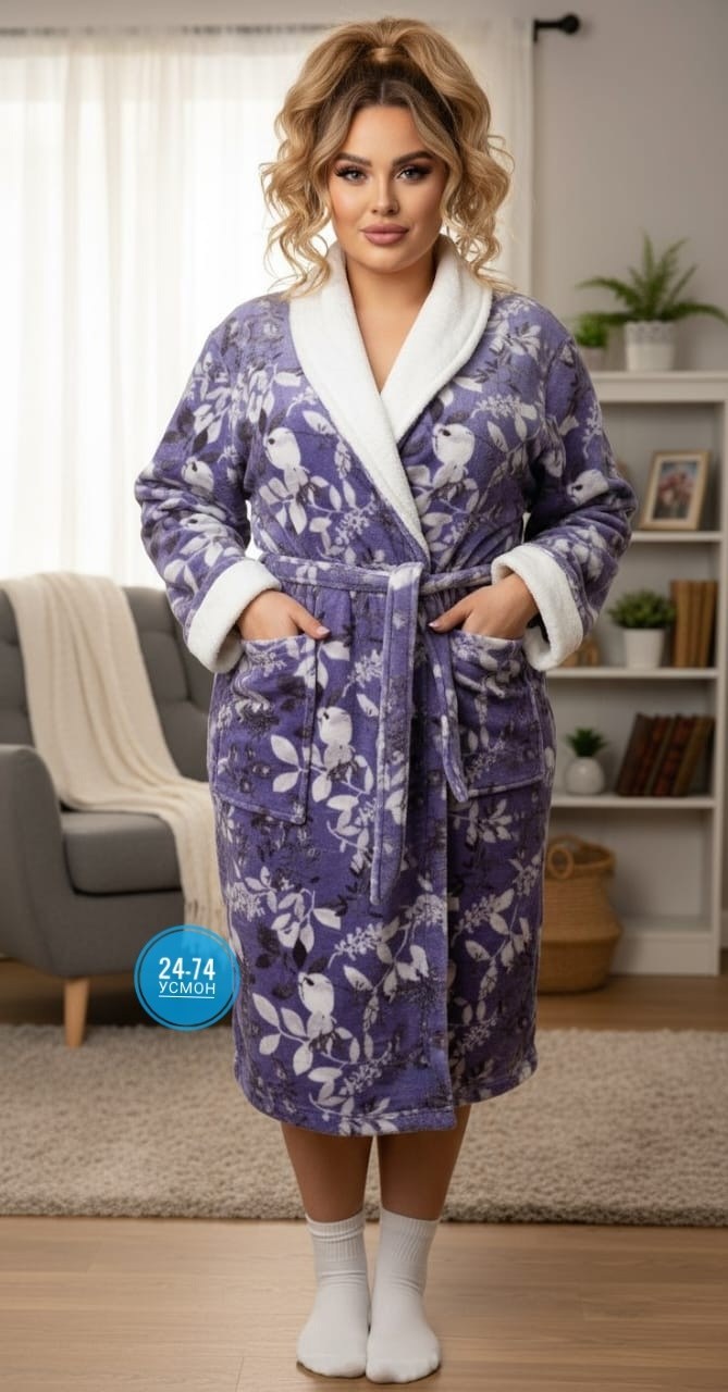 халат домашний женские,халат женский для дома,халат домашний теплый с капюшоном дама роз текс 256166107,женский халат,халат женский фланель с запахом