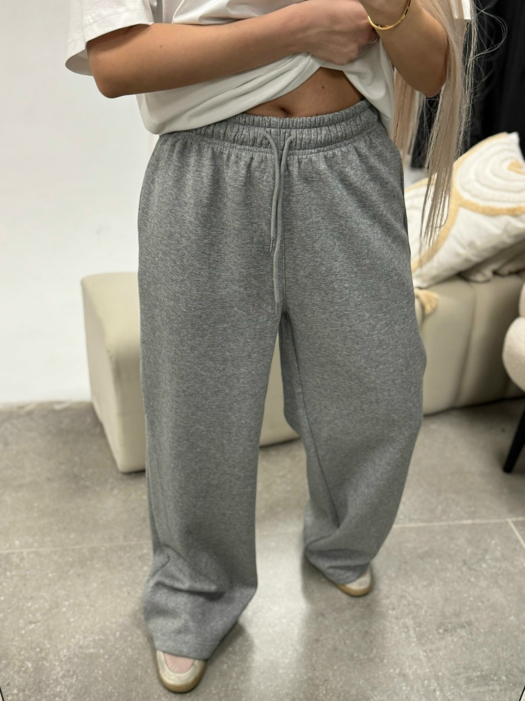 брюки спортивные alevan серый меланж,брюки спортивные палаццо,брюки спортивные,серые спортивные штаны,брюки женские палаццо