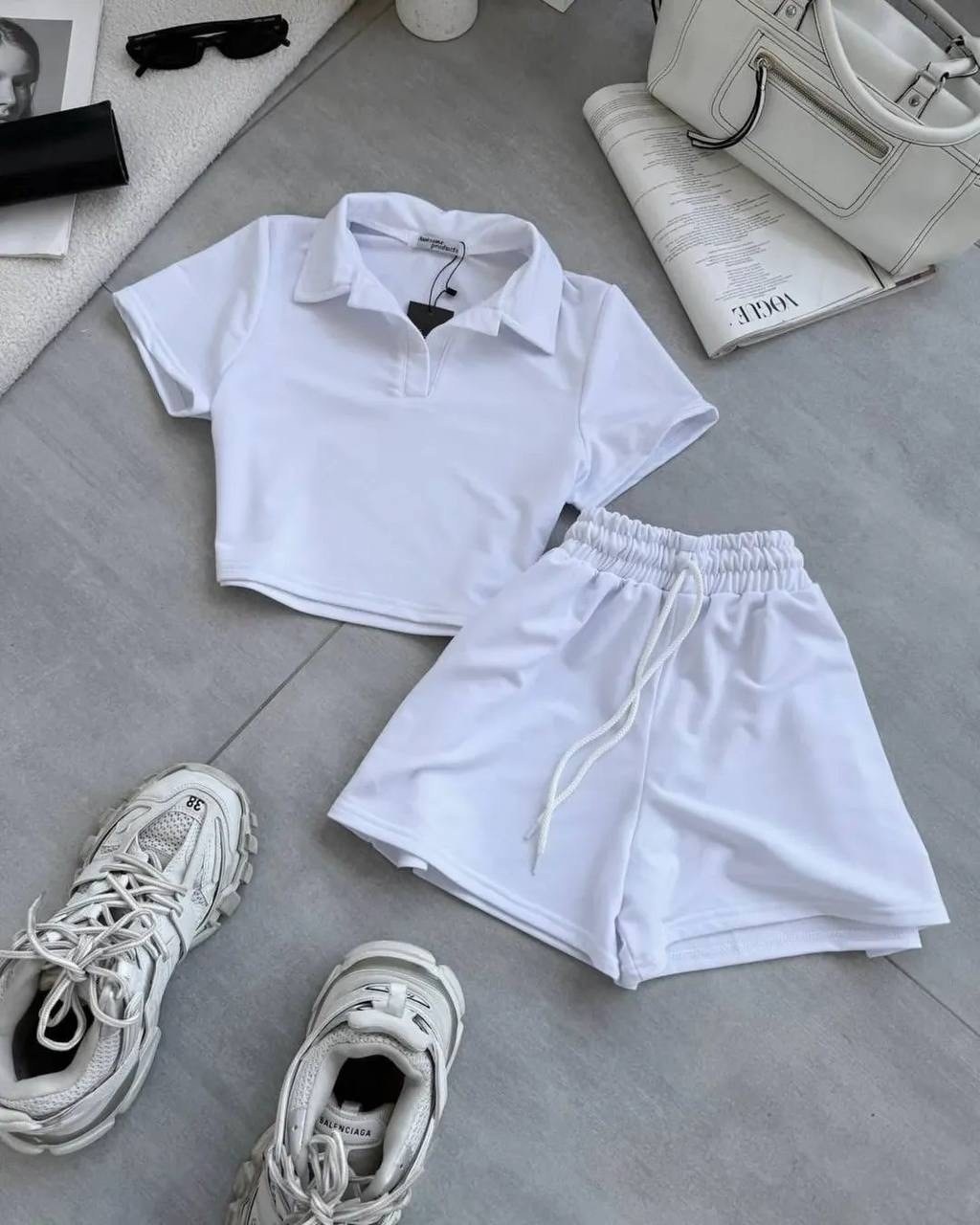 костюм с шортами и футболкой поло летний insomand,трикотажные костюмы,костюм шортами,костюм,костюм двойка женский