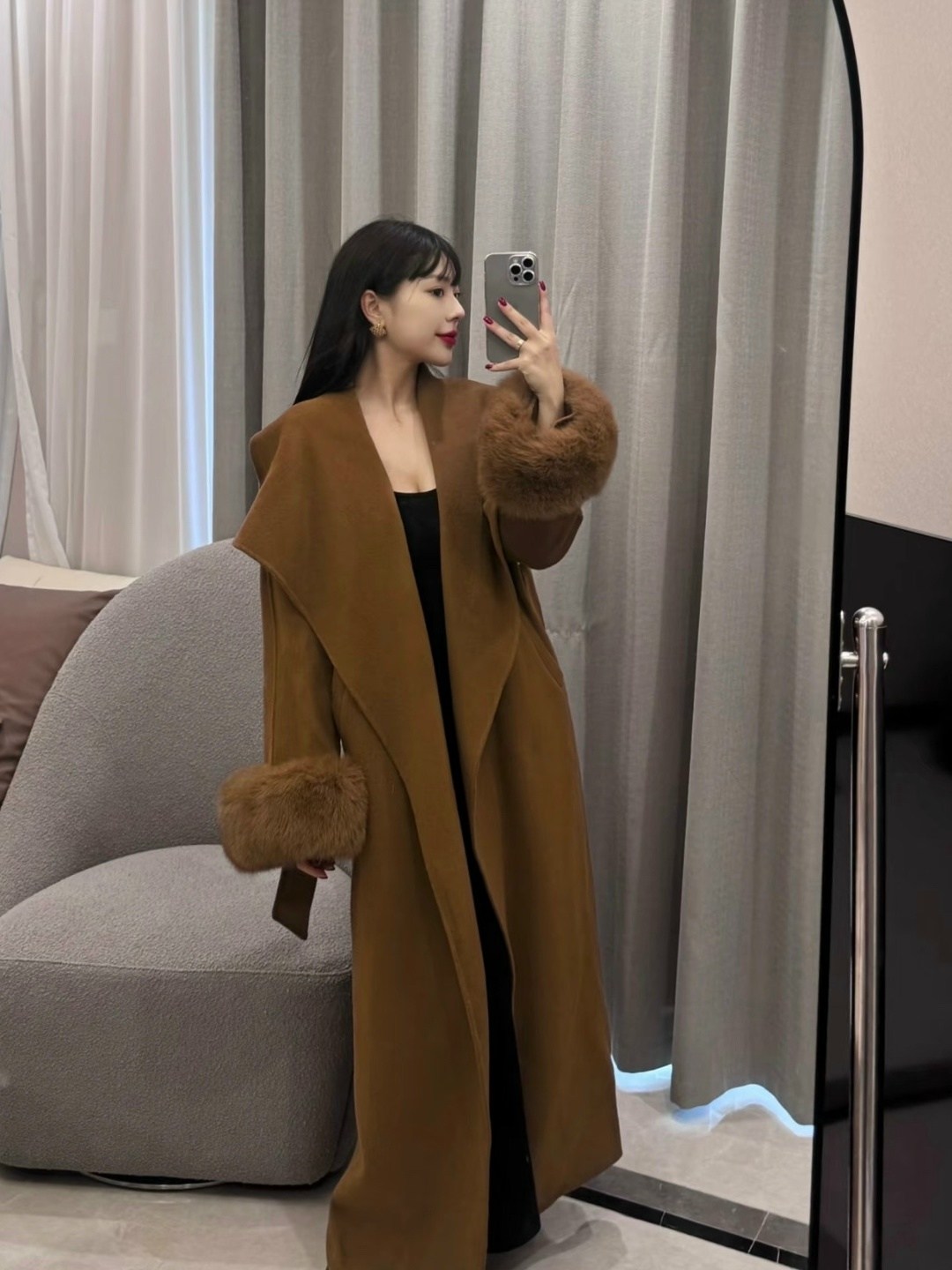 кашемировое пальто женское,длинное пальто из двустороннего кашемира и шерсти,двустороннее кашемировое пальто для женщин,женское шерстяное пальто,пальто с воротником