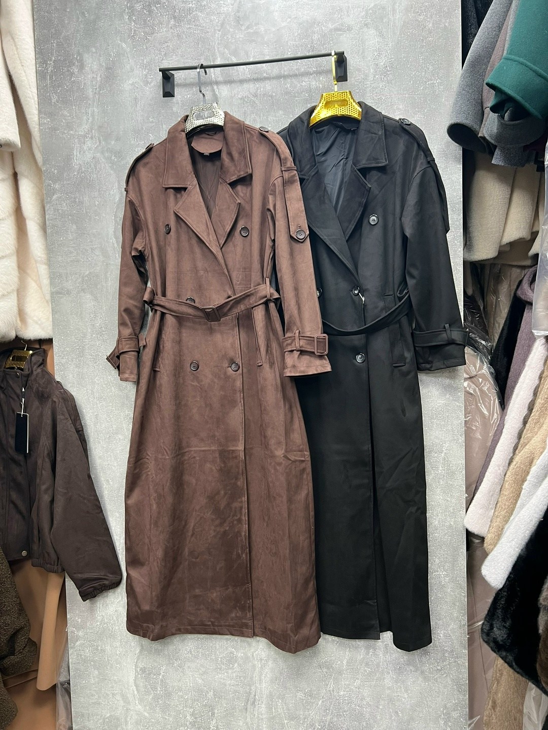 плащ тренч,тренч замшевый длинный tinaria,плащ тренч женский,тренч,тренч с поясом