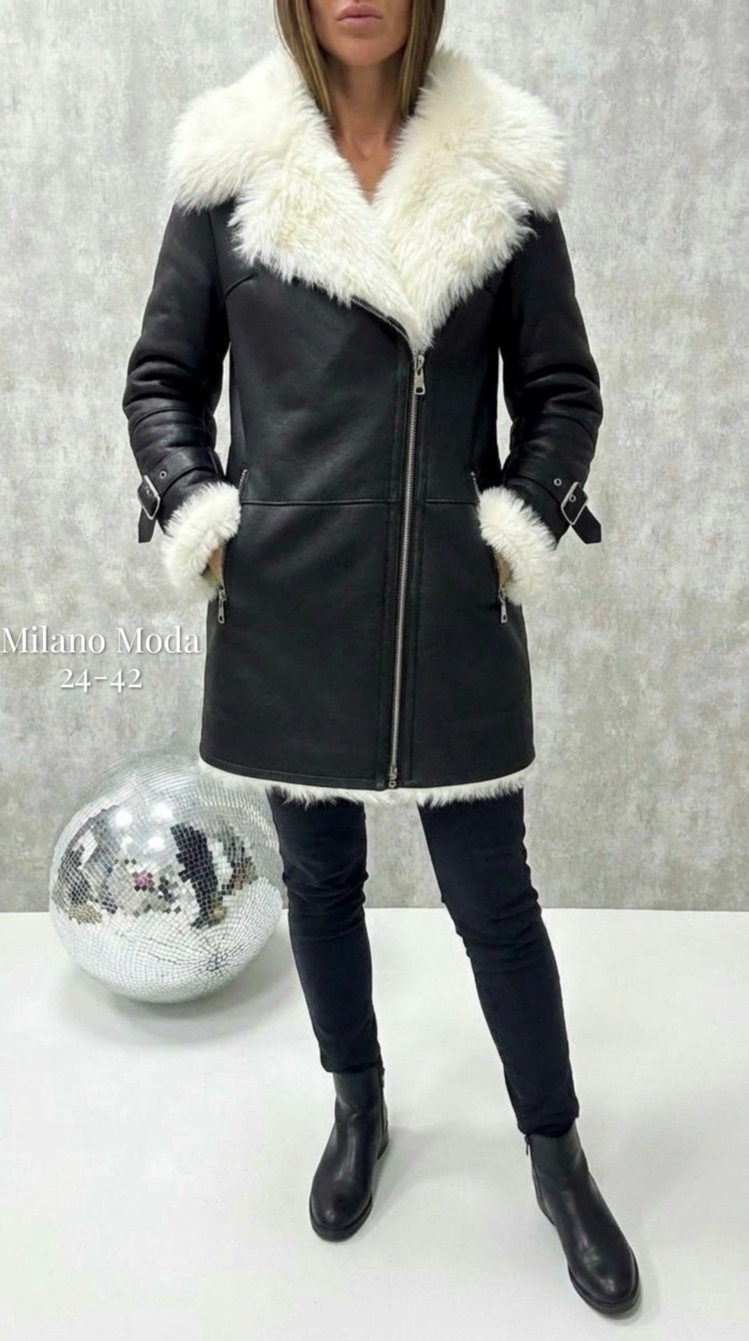 женская дубленка,дубленка авиатор женская удлиненная,дубленки авиатор удлиненные,дубленка женская мосмеха 8023312 черная 46 ru,дубленка удлиненная авиатор