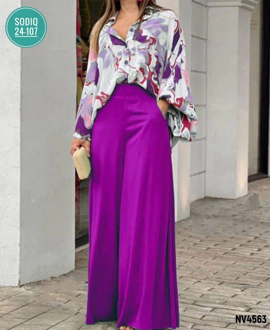 шифоновые брюки палаццо,широкие брюки,брюки с широкими штанинами,свободная рубашка большого размера, завышенная талия, широкие брюки, костюм-двойка,повседневный костюм