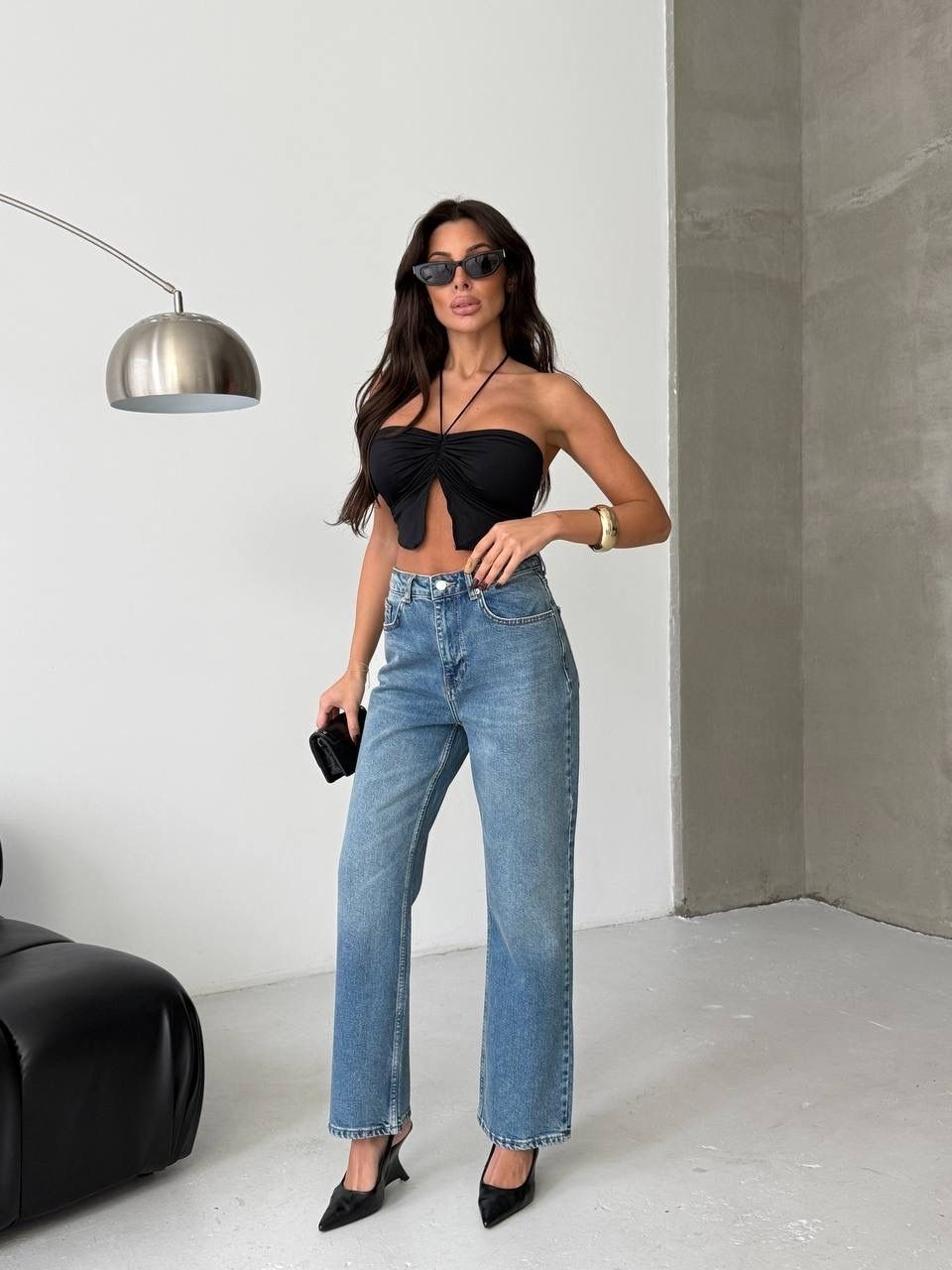 джинсы широкие прямые трубы со стразами ella woman,джинсы женские,модные джинсы,брюки джинсы,женские джинсы клеш