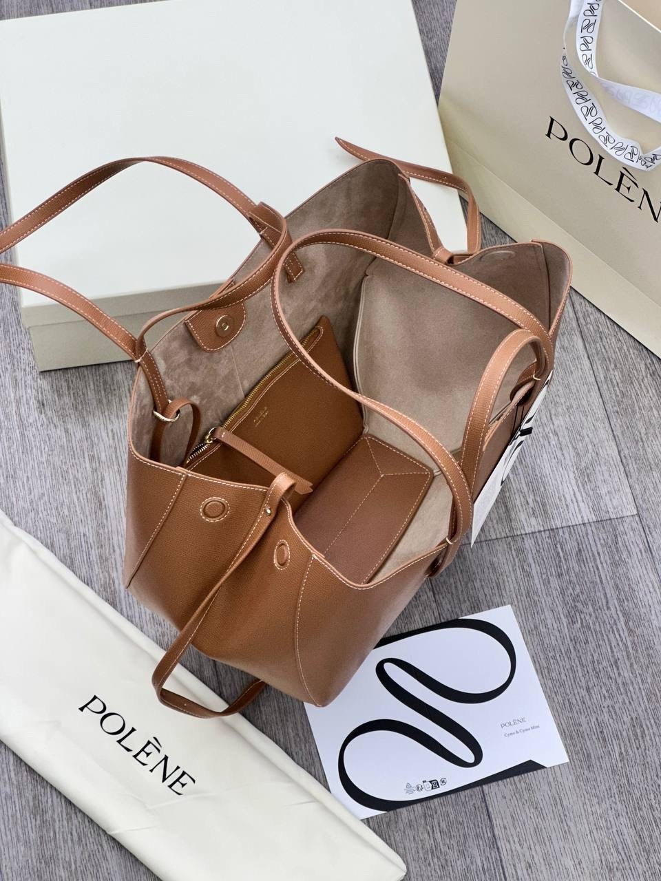 polene коричневая кожаная сумка тоут,polene коричневая кожаная сумка тоут для женщин,polene коричневая кожаная сумка тоут cyme для женщин,сумка,сумка polene