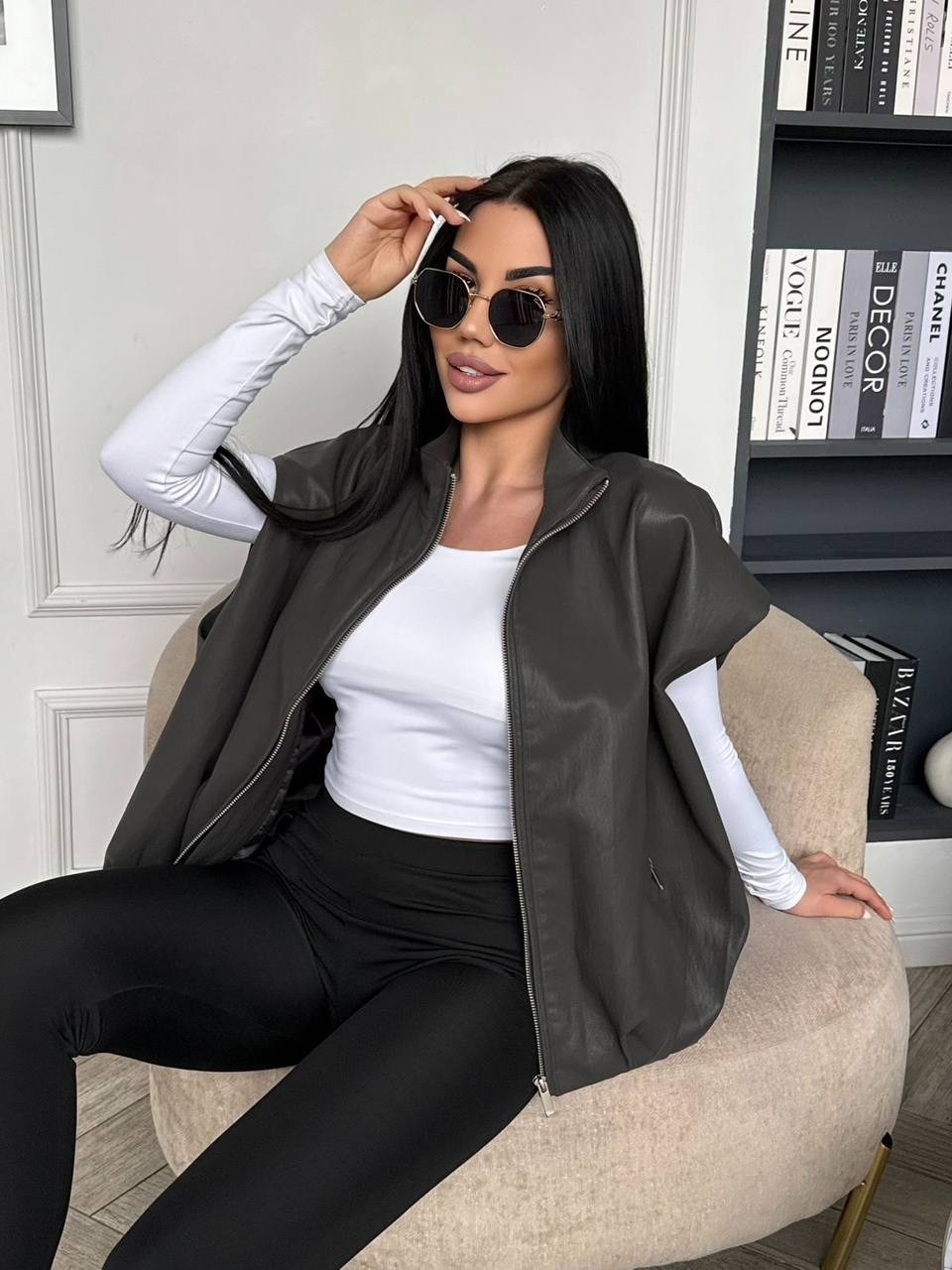 жилет из экокожи,жилет из экокожи женский,кожаная жилетка,кожаный жилет,жилетка женская