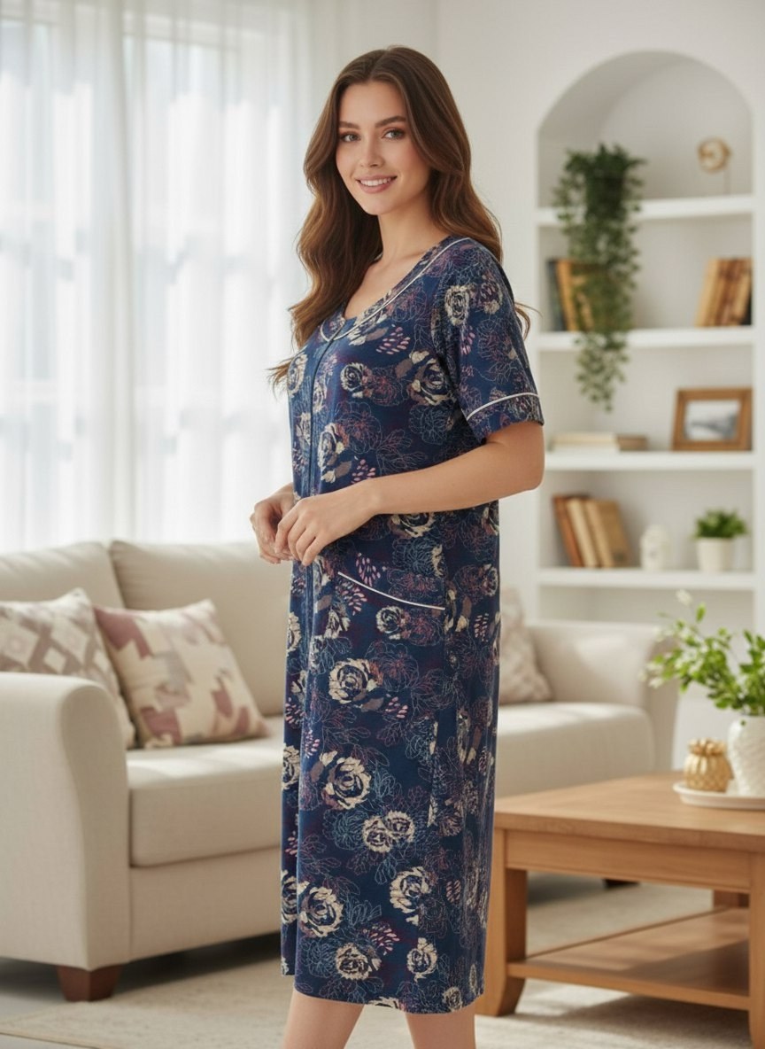 халат домашний,халат женский,халат для дома,халат женский vienetta 311317_4868 синий xl,халат женский vienetta 311317_4868 синий 2xl