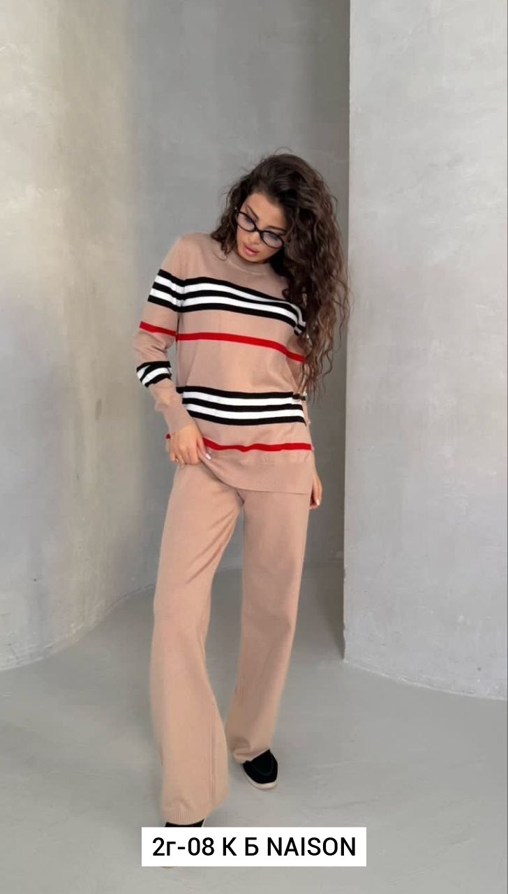 костюм женский кофта и штаны one size 42-48 арт. 1535266,трикотажный костюм с брюками и кофтой в полоску aisha comfort,женский трикотажный костюм,трикотажный костюм,женские костюмы