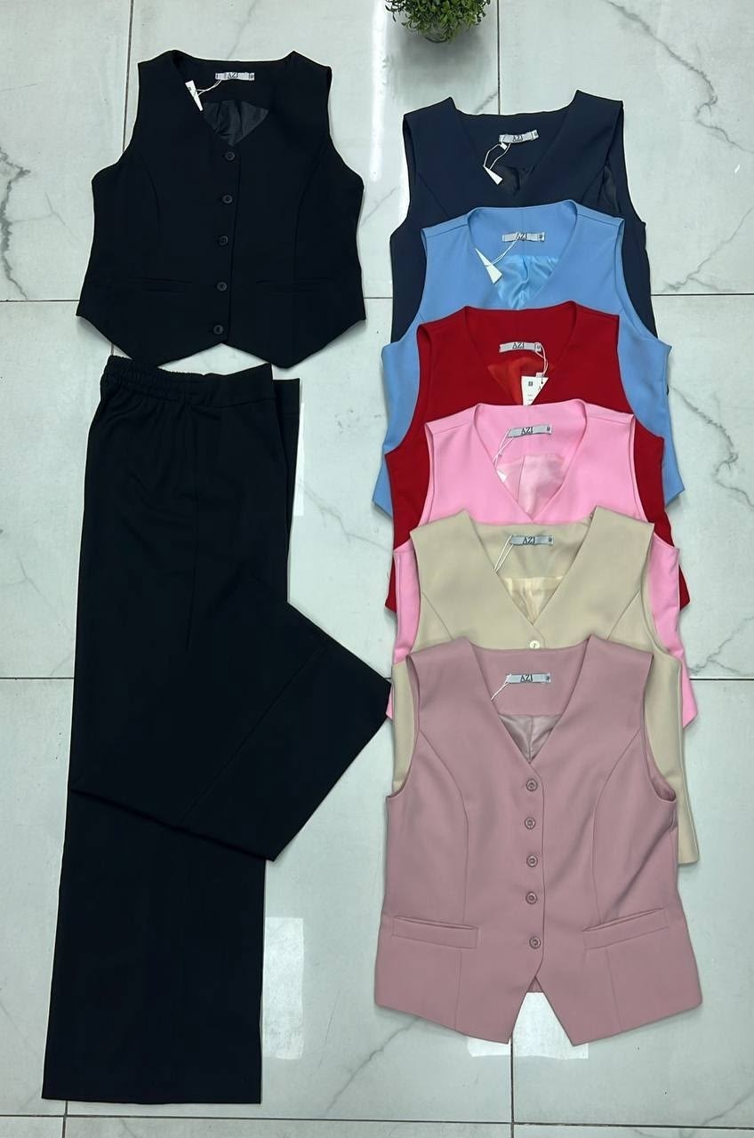костюм брючный,костюм летний женский с брюками и жилеткой bezko,костюм с брюками,костюм брючный деловой с жилетом dayando,брючный костюм с жилетом