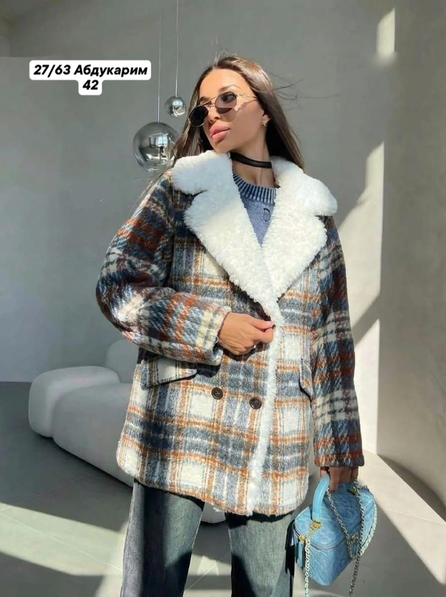 пальто в клетку,пальто модное,пальто зимнее,дублёнка,полупальто в клеточку женское