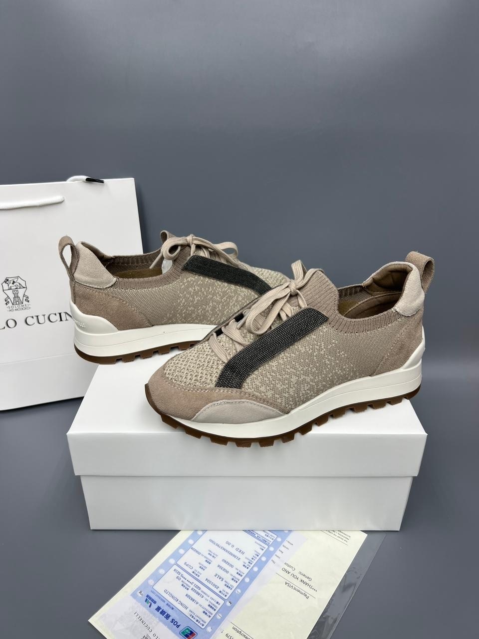 brunello cucinelli кроссовки,,женские кроссовки,комбинированные кроссовки brunello cucinelli,текстильные кроссовки brunello cucinelli