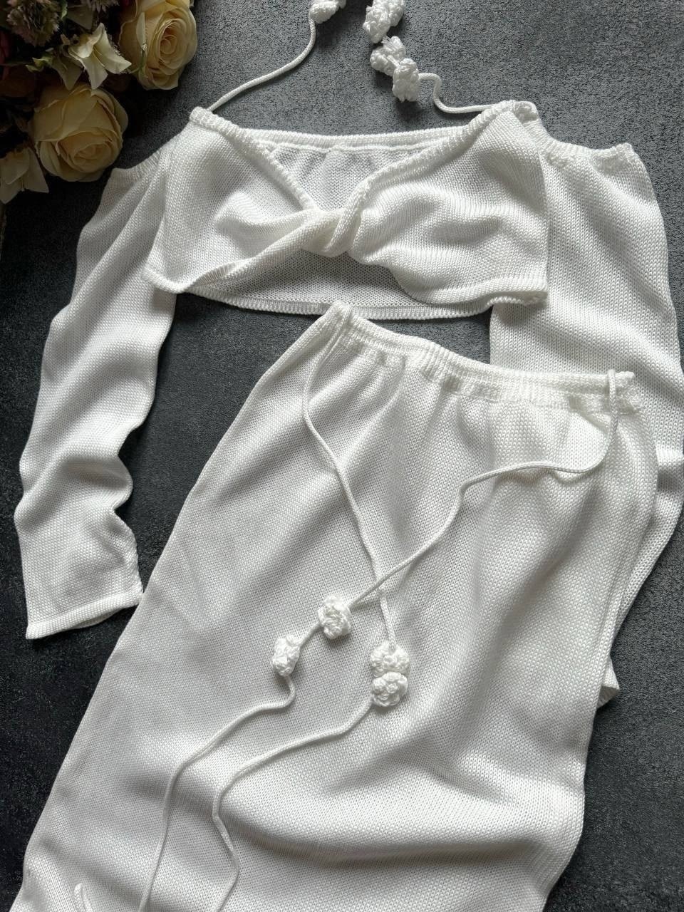 трикотажные костюмы,костюм топ с юбкой,костюм с юбкой,вязаные костюмы,трикотажный комплект