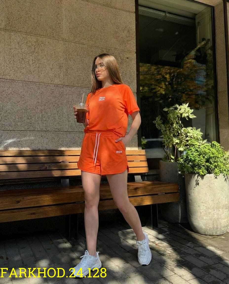 костюм женский,костюм женский с шортами,трикотажный костюм с шортами,летние костюмы женские,кофточка с рюшей