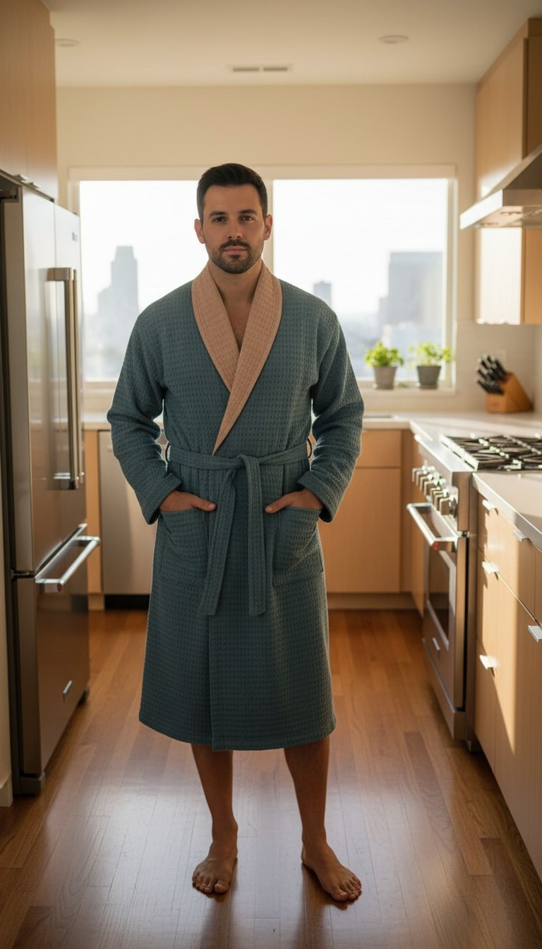 халат вафельный мужской,халат банный вафельный,вафельный халат,мужской вафельный халат panda hug orlando малахит,халаты банные