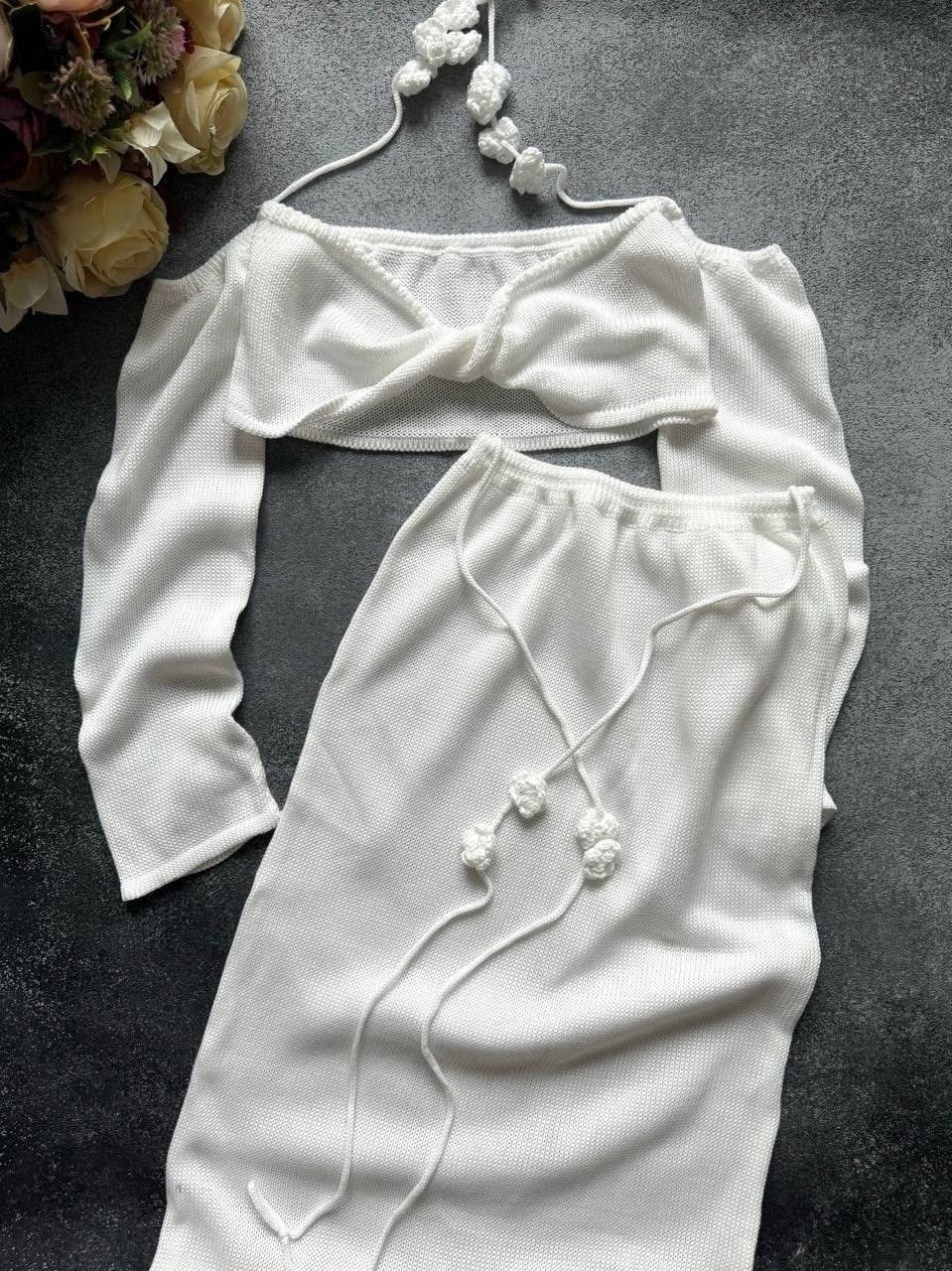 трикотажные костюмы,костюм топ с юбкой,костюм с юбкой,вязаные костюмы,трикотажный комплект