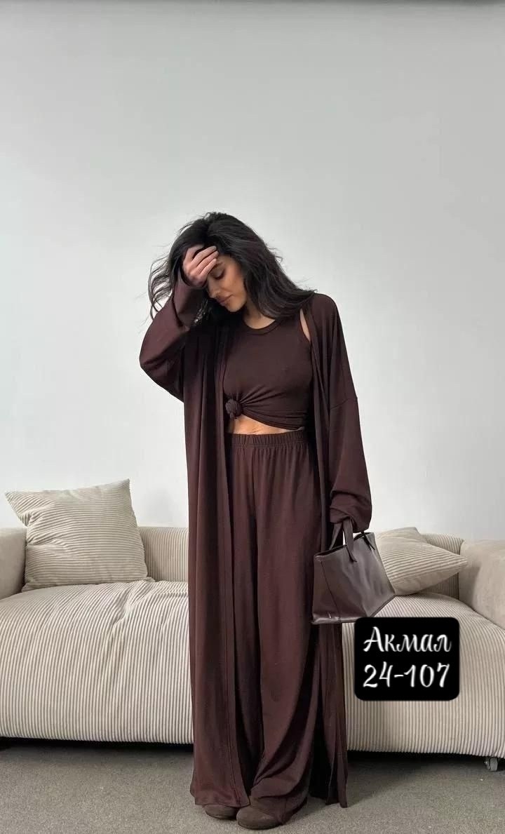 костюм тройка женский,костюм женский,комплект костюм,трикотажные костюмы,костюм с брюками палаццо