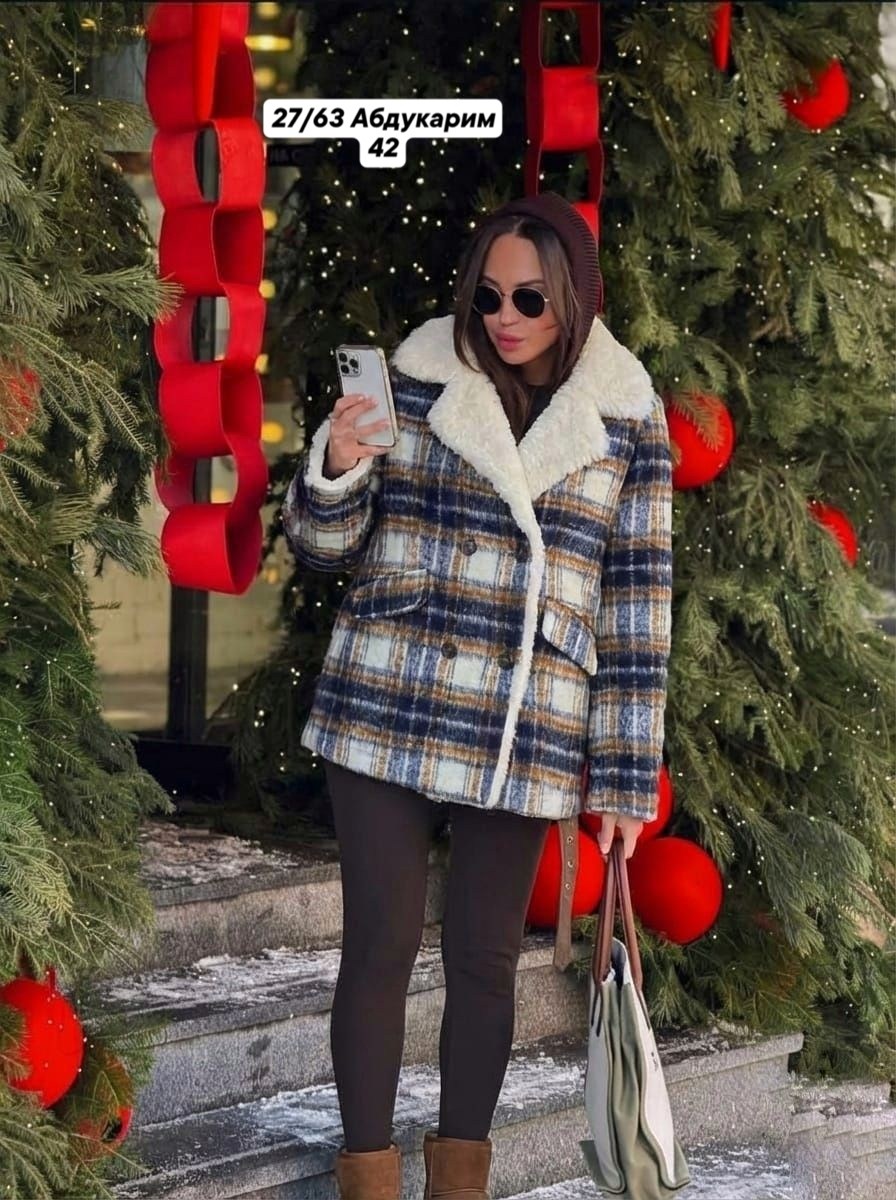 пальто в клетку,пальто модное,пальто зимнее,дублёнка,полупальто в клеточку женское