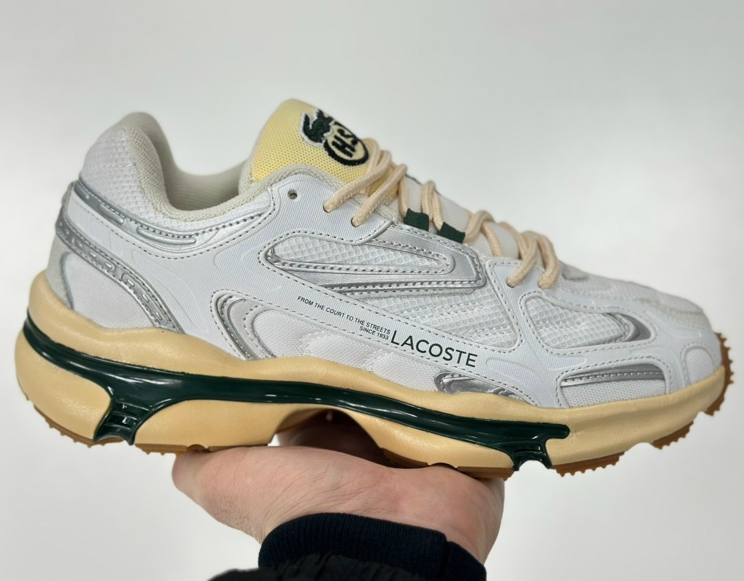 кроссовки lacoste,lacoste l003 2k24 сетчатые кроссовки бело-зеленые,мужские кроссовки 2k24 белого цвета lacoste,lacoste мужские кроссовки,кроссовки спортивные мужские lacoste l003 2k24 white green