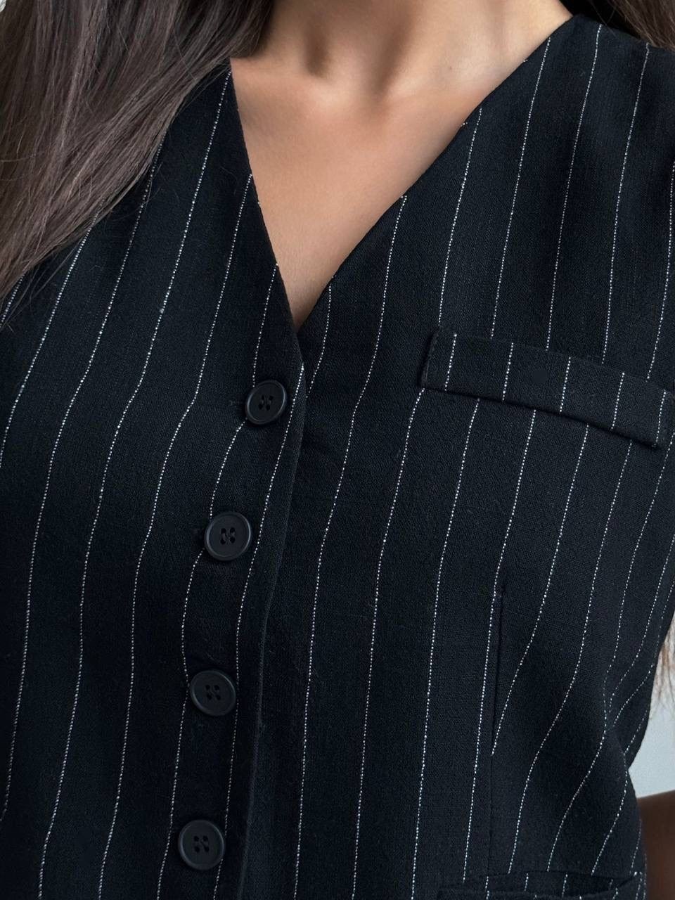 летние костюмы,жилет удлиненный,жилет в полоску,комплект жилет,костюм на лето