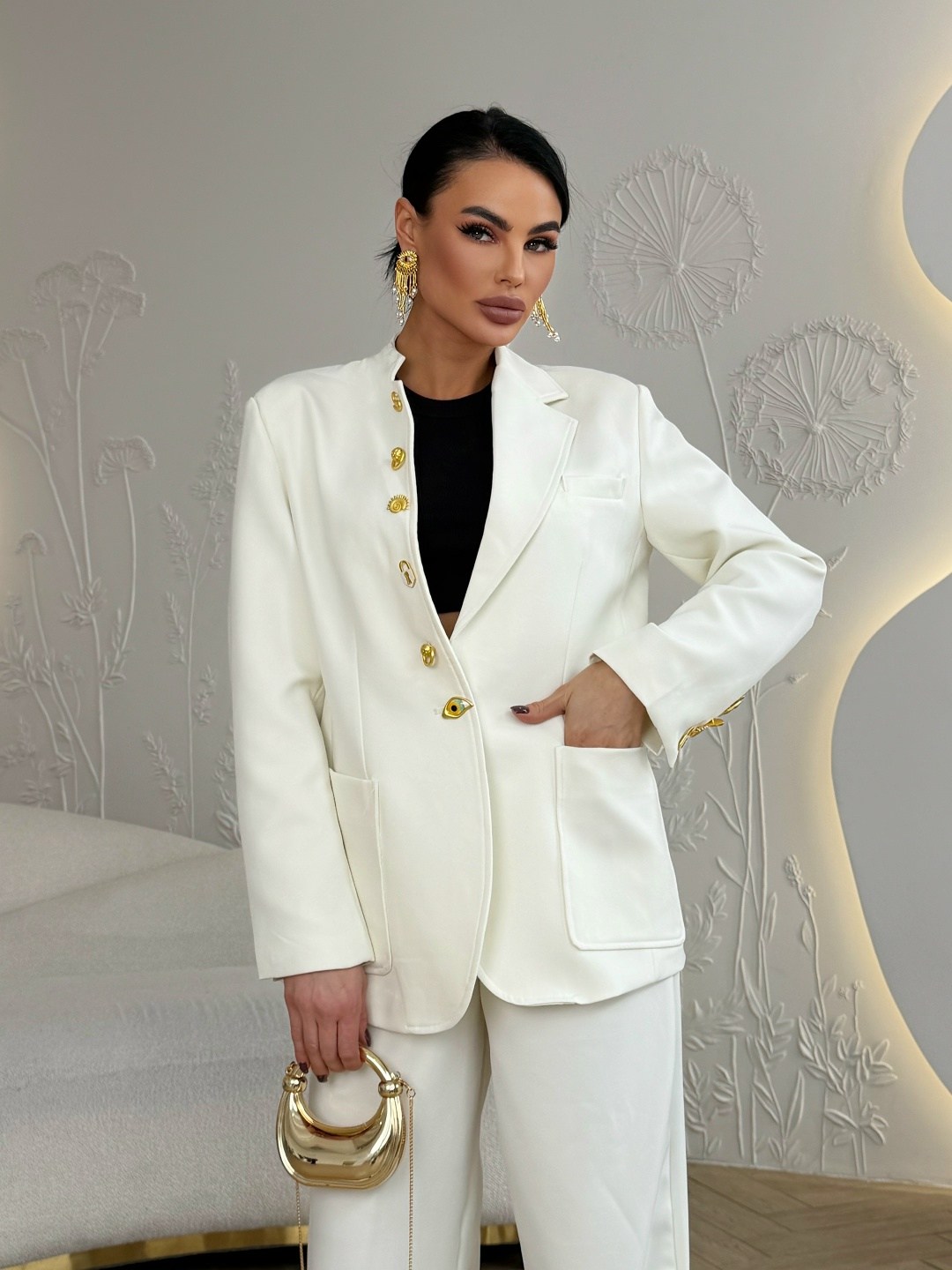 брючный костюм,брючный костюм temper 482,костюм брючный 1993 белый dilanavip,костюм брючный белый,брючный костюм temper 482 белый