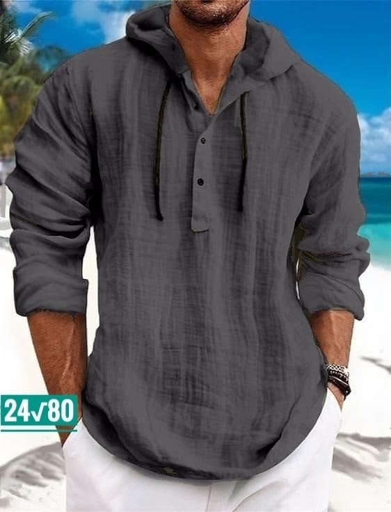 рубашка льняная мужская,рубашка мужская с капюшоном,рубашка с капюшоном,рубашка мужская летняя,рубашка с длинным рукавом и капюшоном