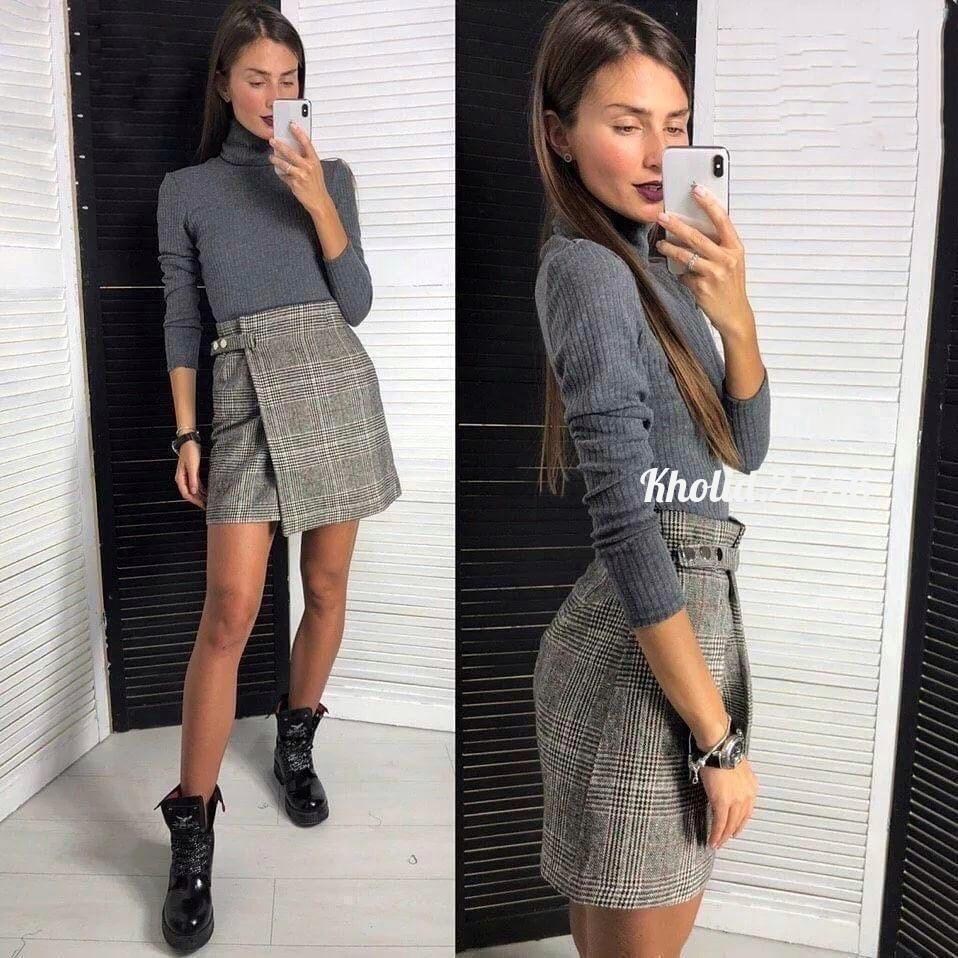 юбка короткая,юбка с кофтой,юбка,юбка с запахом,юбка женская в клетку мини твидовая maril