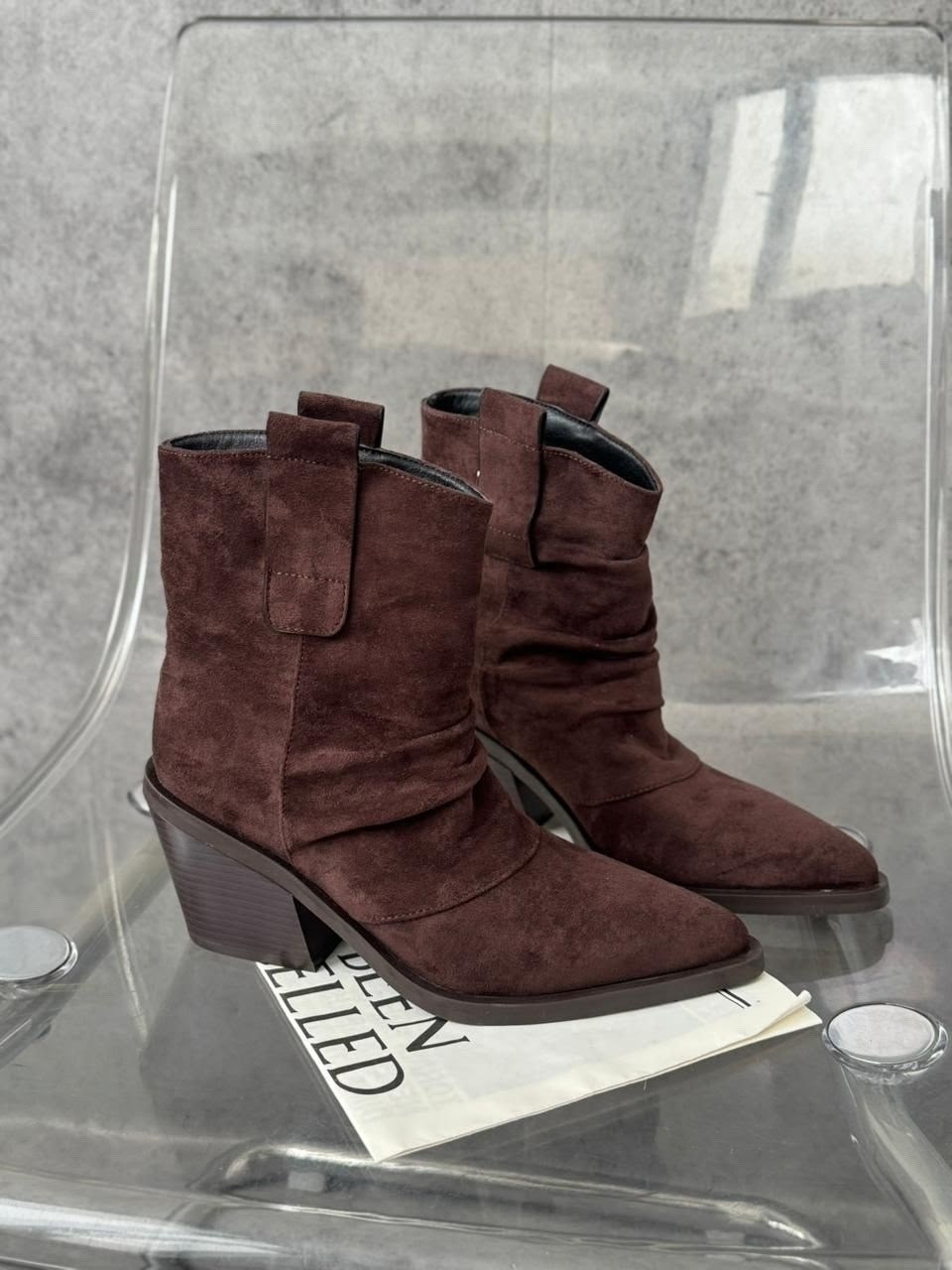 ,замшевые ботильоны,замшевые казаки,ботильоны казаки, женская