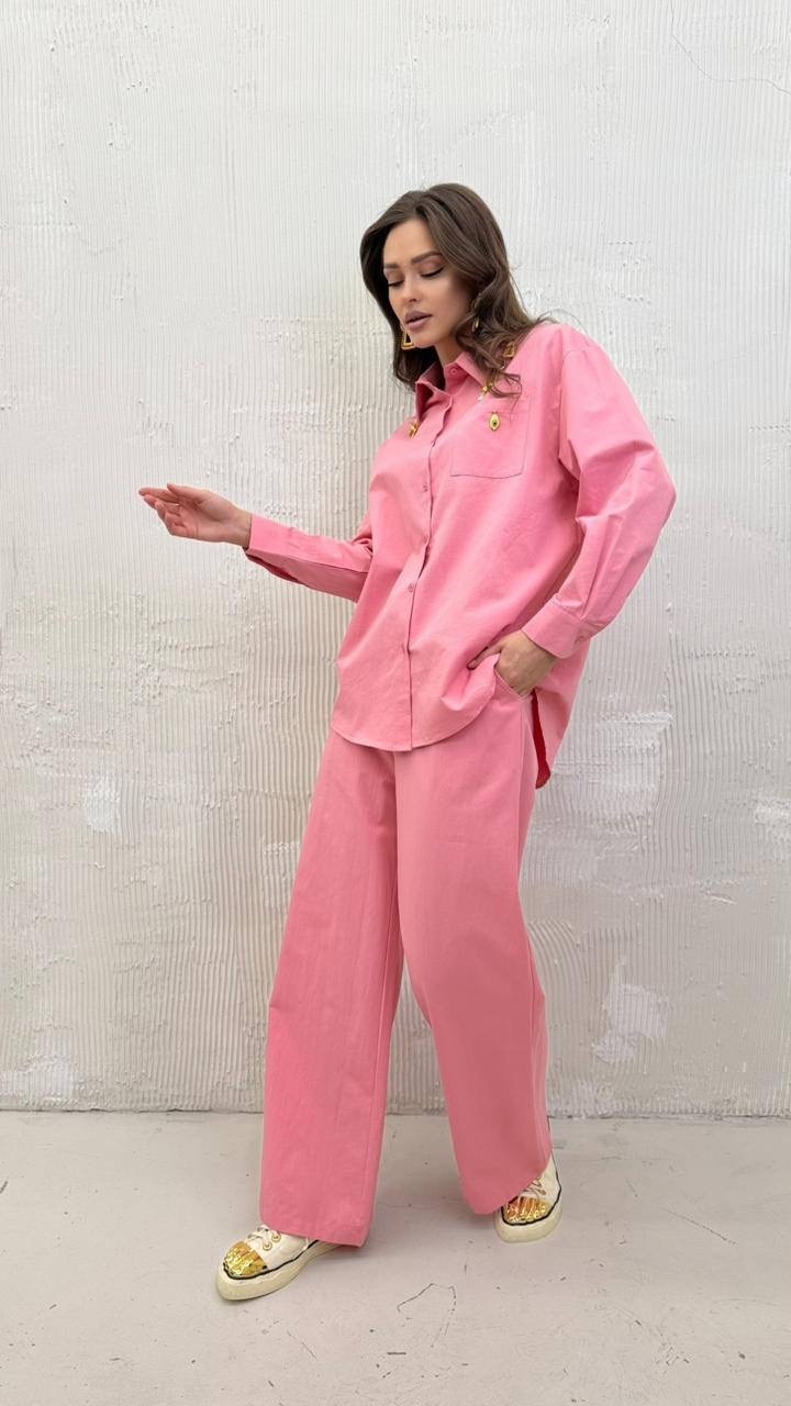 костюм женский,костюм с брюками,брючный комплект,розовый костюм,розовый брючный костюм