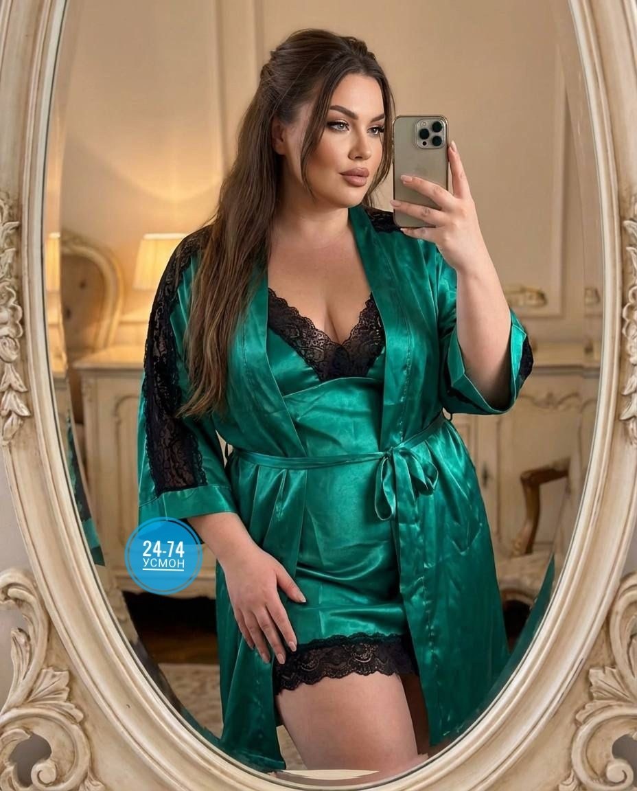 комплект с пеньюаром,пеньюар женский больших размеров,пеньюар,пеньюар женский,шелковый халат